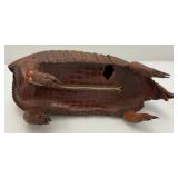 Vintage Armadillo Handbag (As Seen) One Foot Repaired And Hole Present & Zipper Stuck
