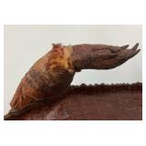 Vintage Armadillo Handbag (As Seen) One Foot Repaired And Hole Present & Zipper Stuck