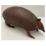 Vintage Armadillo Handbag (As Seen) One Foot Repaired And Hole Present & Zipper Stuck