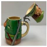 Vintage Green Soldier/Hunter Beer Stein Vintage Made In Western Germany 8 3/4" Tall .5L Eckhardt & Engler