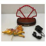 RARE Vintage ENESCO Midway Majesty "King Of Beasts" Lion, Light Up Carousel Music Box (NEW IN BOX)