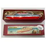 Vintage 10 1/4" Tin Litho Ship H.S.S. REX Mfz Wind Up Toy Model Original Box Made In Western Germany (NEW OLD STOCK)