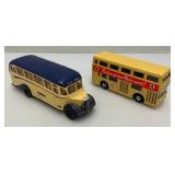 Vintage Miniature Die-Cast Vehicles Including Matchbox Super Kings Bus 4 3/4" And Gorgi Bus 6"