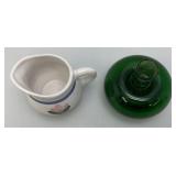 Misc. Pottery Items & Teakwood Serving Tray