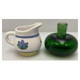 Misc. Pottery Items & Teakwood Serving Tray