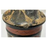 Hand Painted Tonala Pottery Jar/Lid 6" Tall Marked Mexico On Bottom