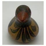 Hand Painted Tonala Pottery Mexican Folk Art Duck  Marked Mexico On Bottom 2 1/4" x 2 1/2" x 4"