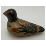 Hand Painted Tonala Pottery Mexican Folk Art Duck  Marked Mexico On Bottom 2 1/4" x 2 1/2" x 4 41/2" (Small Chip On Bottom Of Bill)