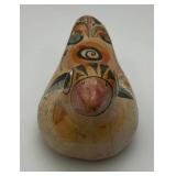 Hand Painted Tonala Pottery Mexican Folk Art Duck 2 1/4" x 2 1/4" x 4 3/4"