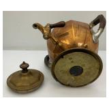 Misc. Vintage Items Including Jim Beam Decantor, Heavy Brass Soup pot, Oriental Silk Butterfly Painting And More
