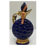 Misc. Vintage Items Including Jim Beam Decantor, Heavy Brass Soup pot, Oriental Silk Butterfly Painting And More