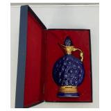 Misc. Vintage Items Including Jim Beam Decantor, Heavy Brass Soup pot, Oriental Silk Butterfly Painting And More