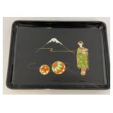 Misc. Vintage Oriental Collectibles Including Laquered Egg Trinket Dish, Wooden Buddha And More