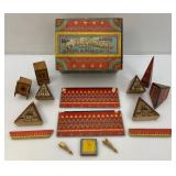 Antique REEDS New Cathedral Lithograph Building Blocks