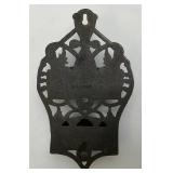 Vintage Wilton Polychrome Cast Iron Wall Mount Kitchen Double Match Holder 4" x 6"