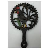 Vintage Cast Iron Trivet Colorful Rooster Country Kitchen Décor 5.5" x 8.5"