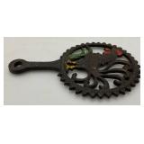 Vintage Cast Iron Trivet Colorful Rooster Country Kitchen Décor 5.5" x 8.5"