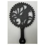 Vintage Cast Iron Trivet Colorful Rooster Country Kitchen Décor 5.5" x 8.5"