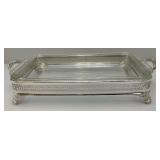 Vintage Anchor Hocking FIRE KING Class Casserole Dish With Silver Plated Tray & Misc. Silver-plated Dinnerware