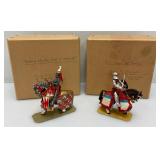 Two CHARLES C. STADDEN Hand Painted Heavy Metal Knights Including Sir John Codrington And Messire Ribeaumont 6" With Original Box