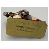 Two CHARLES C. STADDEN Hand Painted Heavy Metal Knights Including Sir John Codrington And Messire Ribeaumont 6" With Original Box