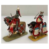 Two CHARLES C. STADDEN Hand Painted Heavy Metal Knights Including Sir John Codrington And Messire Ribeaumont 6" With Original Box