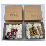 Two CHARLES C. STADDEN Hand Painted Heavy Metal Knights Including Sir John Codrington And Messire Ribeaumont 6" With Original Box