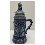 Misc. Vintage Items Including Awesome 18" Tall Blue Grey Pottery Beer Stein (Handle Glued) And More