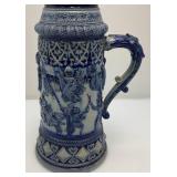 Misc. Vintage Items Including Awesome 18" Tall Blue Grey Pottery Beer Stein (Handle Glued) And More