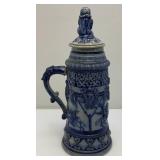 Misc. Vintage Items Including Awesome 18" Tall Blue Grey Pottery Beer Stein (Handle Glued) And More