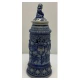 Misc. Vintage Items Including Awesome 18" Tall Blue Grey Pottery Beer Stein (Handle Glued) And More