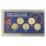 Misc. Collectible US Coin Sets Including First Five Years 40% Silver Kennedy Half Dollars And More In Plastic Protective Cases