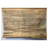 Antique 1916 UNITED STATES Cloth Map 26" x 36"