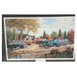 Framed Behind Glass Pencil Signed KEN ZYLLA "Junkyard  Relics" Limited Print 637/9600 28" x 39"