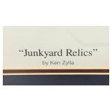 Framed Behind Glass Pencil Signed KEN ZYLLA "Junkyard  Relics" Limited Print 637/9600 28" x 39"