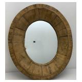 Very Unique Weathered Wood Framed Oval Mirror 3" x 28" x 32 1/2"