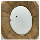 Very Unique Weathered Wood Framed Oval Mirror 3" x 28" x 32 1/2"