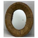 Very Unique Weathered Wood Framed Oval Mirror 3" x 28" x 32 1/2"