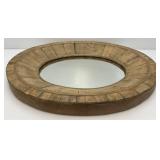Very Unique Weathered Wood Framed Oval Mirror 3" x 28" x 32 1/2"