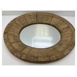 Very Unique Weathered Wood Framed Oval Mirror 3" x 28" x 32 1/2"