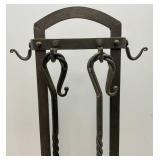 Vintage Iron Fireplace Tools With Hanger And Metal Firewood Holder