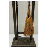 Vintage Iron Fireplace Tools With Hanger And Metal Firewood Holder