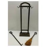 Vintage Iron Fireplace Tools With Hanger And Metal Firewood Holder