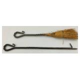 Vintage Iron Fireplace Tools With Hanger And Metal Firewood Holder
