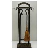 Vintage Iron Fireplace Tools With Hanger And Metal Firewood Holder