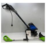 New Bilt Hard Electric Tiller 16" 13.5 Amp & Greenworkers Cordless Trimmer (No Battery Or Charger)