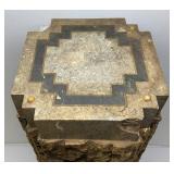 Unique Stone And Wood Pedestal For Plants/Sculptures Or More 11" x 11" x 42"