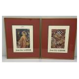 Two Framed Behind Glass French Artist Jean-Eric Garnier Prints With Stamp And Imformation On Back 19 3/4" x 24 1/4"