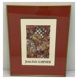 Two Framed Behind Glass French Artist Jean-Eric Garnier Prints With Stamp And Imformation On Back 19 3/4" x 24 1/4"