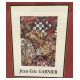 Two Framed Behind Glass French Artist Jean-Eric Garnier Prints With Stamp And Imformation On Back 19 3/4" x 24 1/4"